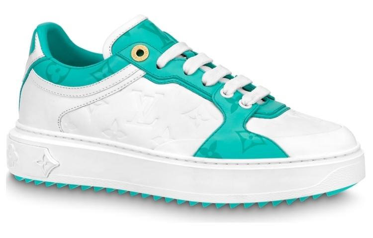 LOUIS VUITTON Time Out Sneakers 'White And Teal Monogram' Women's