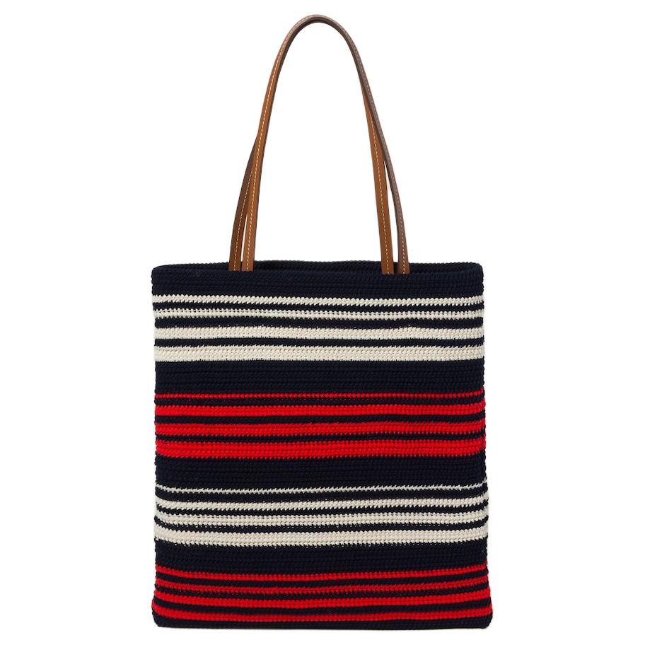 MIU MIU Fabric Tote Bag Shopping Bag Shoulder Bag Handbag Women's Blue & Red & White