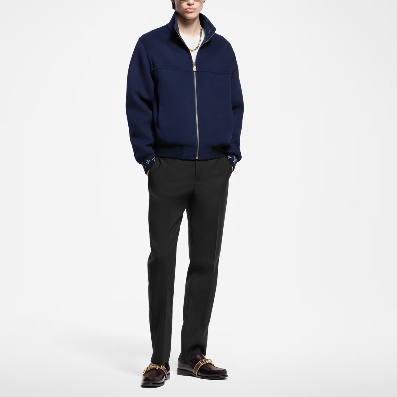 LOUIS VUITTON Lv Blason Double Face Wool-Silk Blend Reversible Blouson