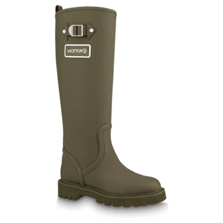 LOUIS VUITTON Territory Flat High Boots 'Olive Green' Women's
