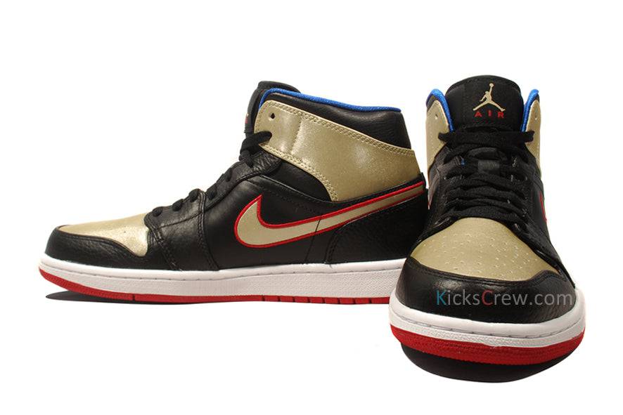 Air Jordan 1 Mid 'Black Gold Red' 554724-013