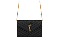 SAINT LAURENT CASSANDRE Sheepskin Handheld Crossbody Bag, Shoulder Bag Women's Black
