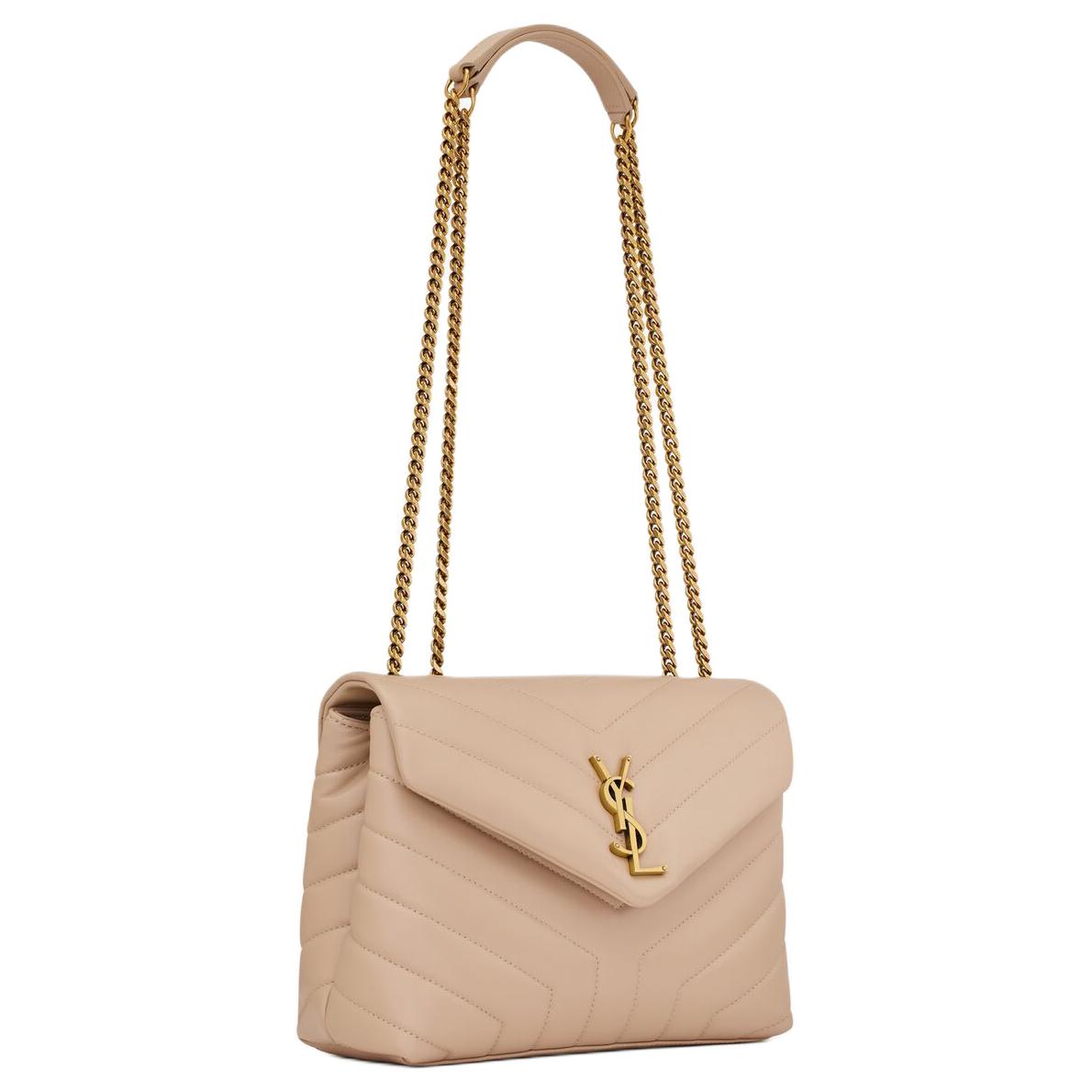 SAINT LAURENT Quilted Leather Crossbody Bag Trumpets Women's Dark Beige