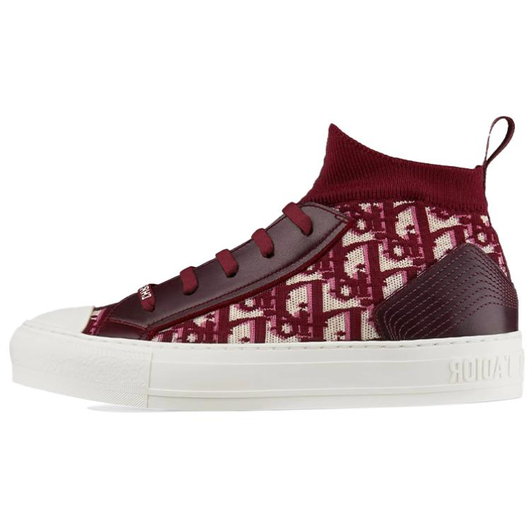 DIOR Walk'n'Dior Wear-Resistant High-Top Canvas Shoes Women's Red