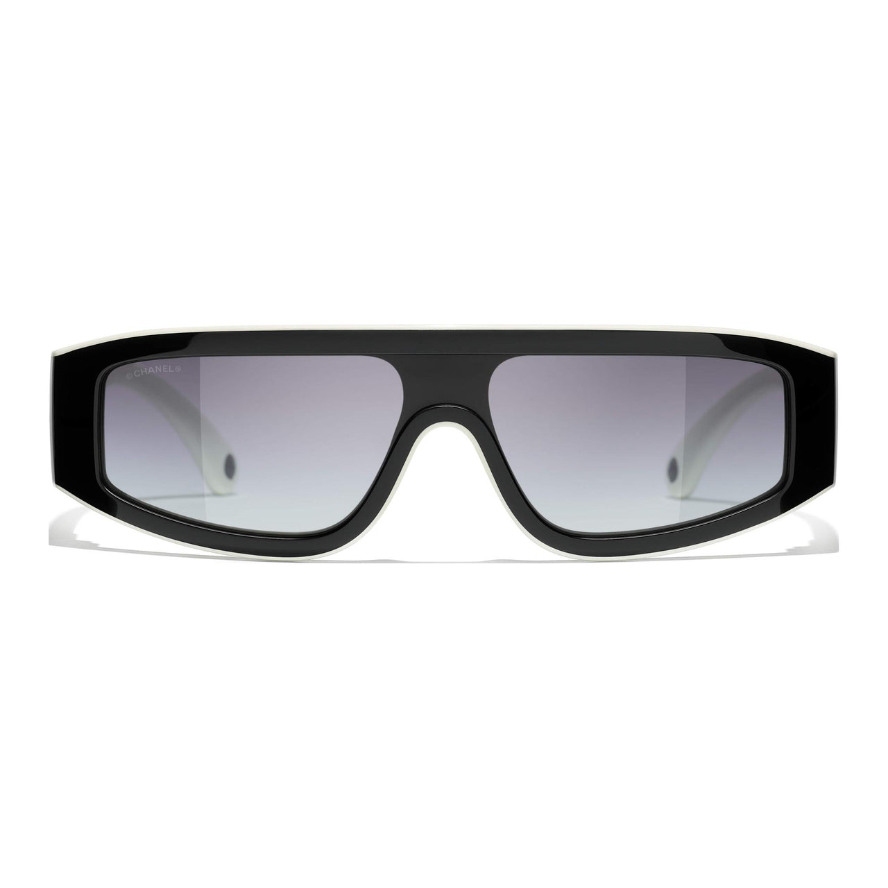 CHANEL Acetate Irregular Shape Sunglasses Unisex Black