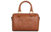 CELINE Triomphe Smooth Cow Leather Boston Bag, Shoulder Bag, Crossbody Bag, Handbag Small Size Women's Tawny