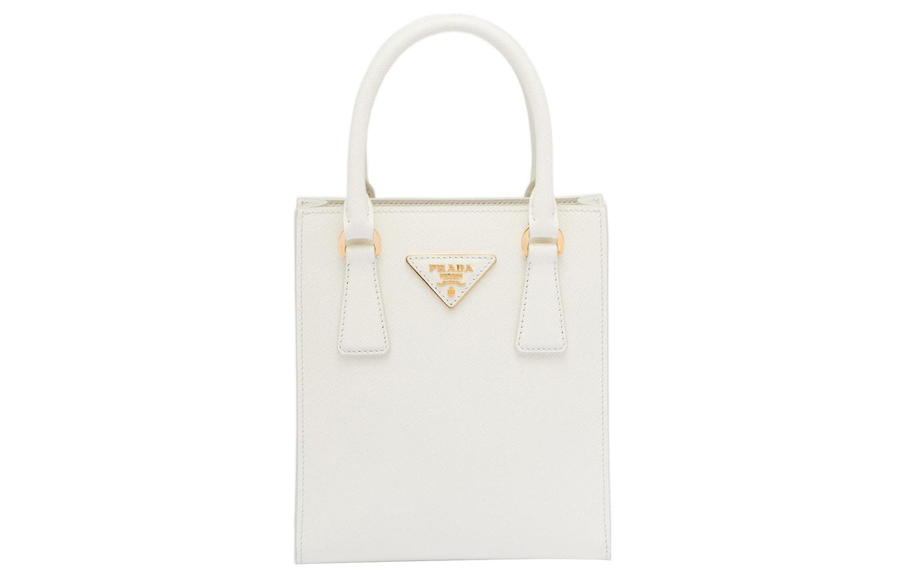 PRADA Saffiano Leather Shoulder Bag, Crossbody Bag, Handbag Women's White