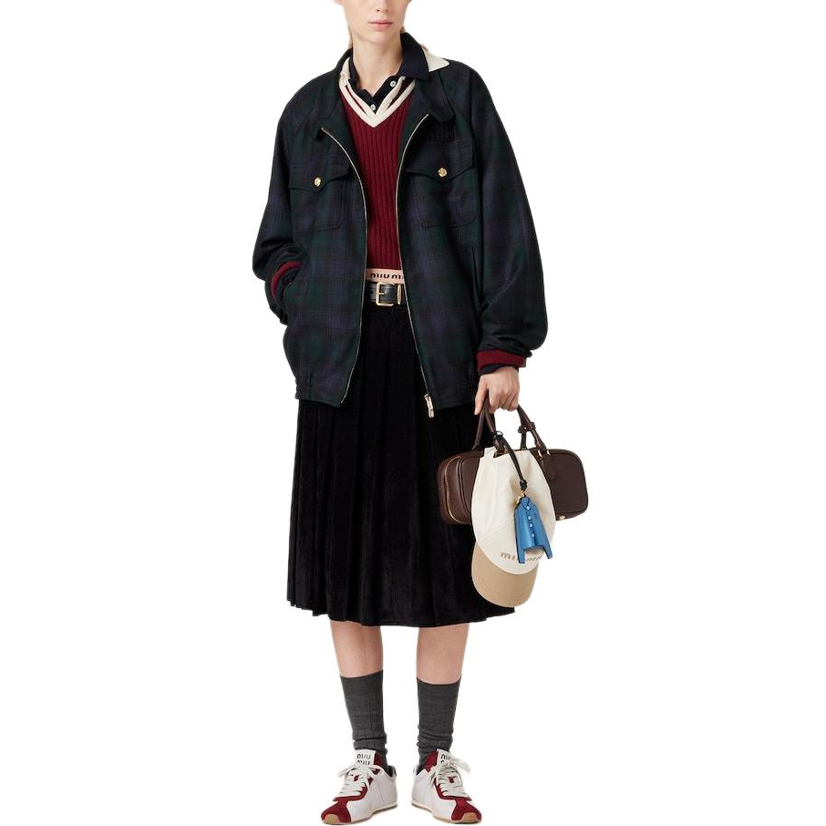 MIU MIU Zip Up Checked Jacket