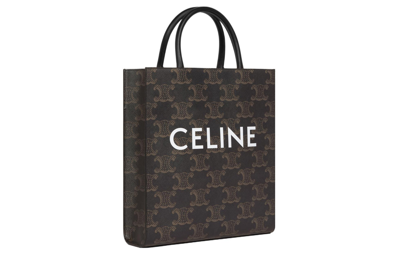 CELINE Canvas-paneled Calfskin Trim Tote Bag Shopping Bag Shoulder Bag Crossbody Bag Handbag Medium Size Men's Black