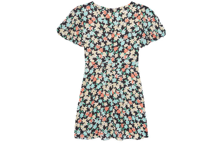 SAINT LAURENT Short Sleeved Dress Women's Colorful Black