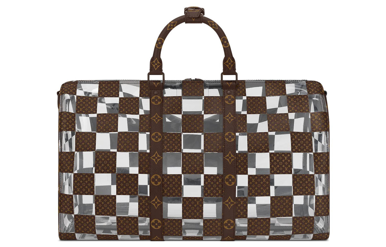 LOUIS VUITTON Keepall Bandouliere 50 Monogram Chess Brown/Clear