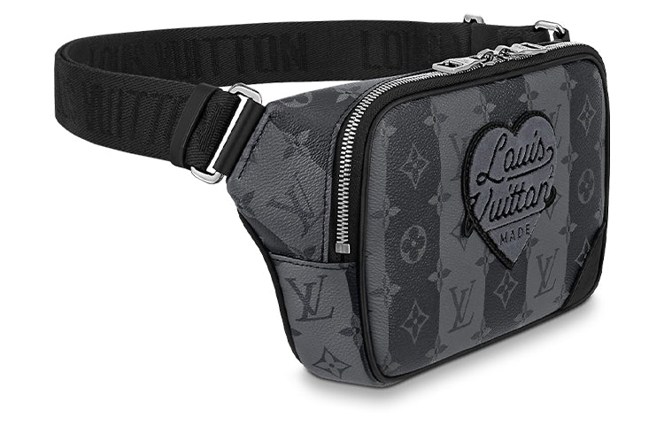 LOUIS VUITTON NIGO Collaboration Coated Canvas Handheld Shoulder Bag Unisex Gray
