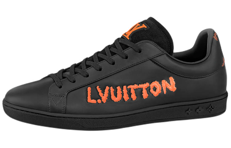 LOUIS VUITTON LV Luxembourg Samothrace Sneakers 'Black with Orange' 1A9JCP
