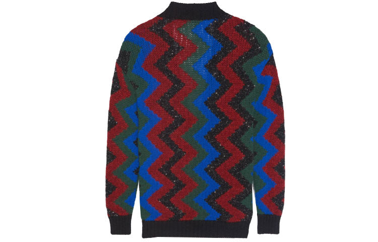 SAINT LAURENT Zig Zag Jacquard Sequin Cardigan