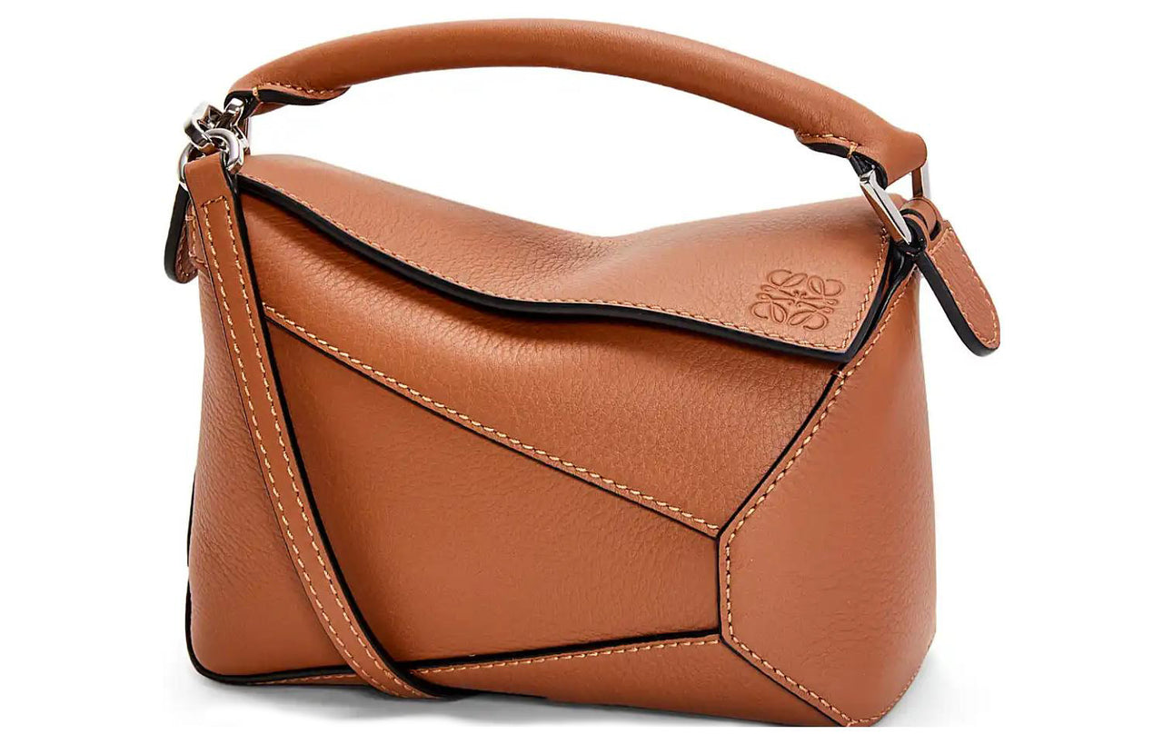 LOEWE Puzzle Cow Leather Handbag, Shoulder Bag, Crossbody Bag Mini Women's Tan