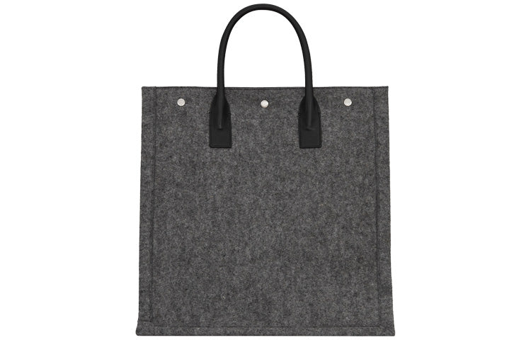 SAINT LAURENT Rive Gauche Felt Patchwork Vertical Tote Bag Shopping Bag Handbag Unisex Gray & Black