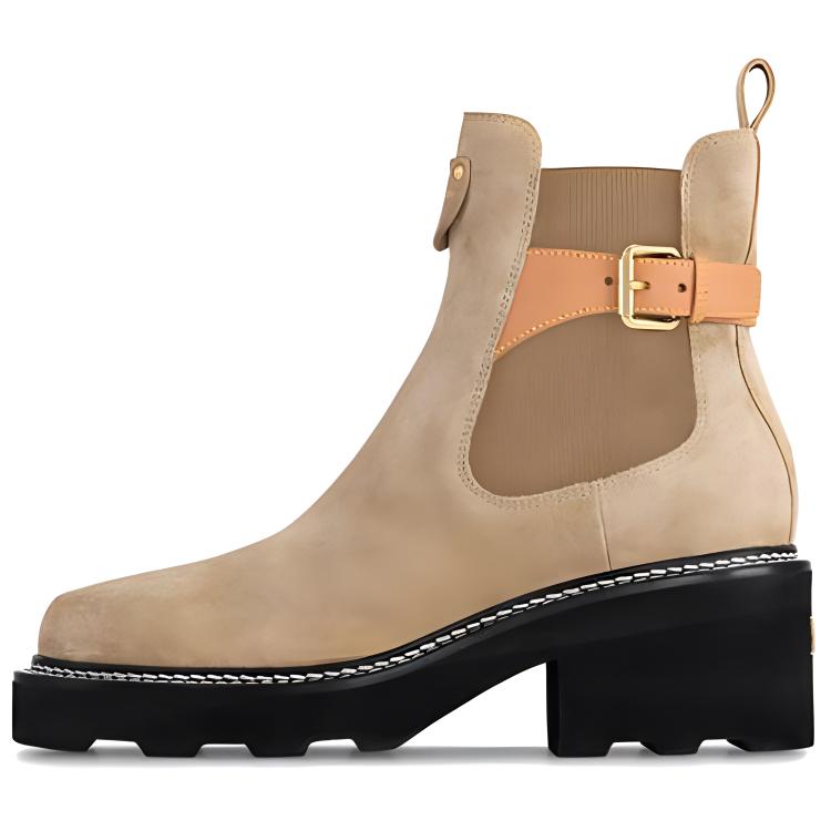LOUIS VUITTON Beaubourg Short Chelsea Boots 4cm Women's Brown Black