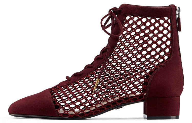 DIOR Naughtily-D Ankle Boots Medium Heel Women's Burgundy