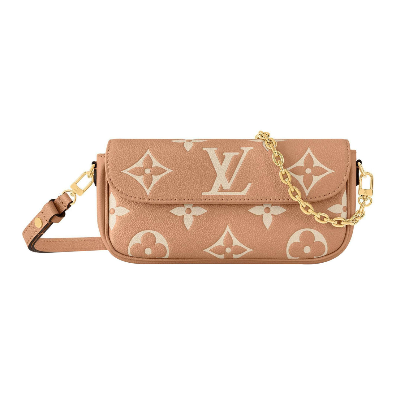 LOUIS VUITTON Soft Grain Cow Leather Portable Crossbody Bag Shoulder Bag Women's Brown & Cream