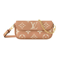 LOUIS VUITTON Soft Grain Cow Leather Portable Crossbody Bag Shoulder Bag Women's Brown & Cream