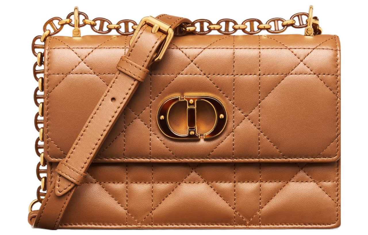 DIOR Caro Calfskin Crossbody Bag Shoulder Bag Women's Brown