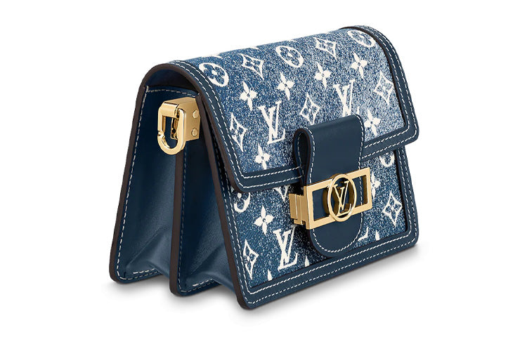 LOUIS VUITTON Dauphine Denim Daphne Handbag Shoulder Bag Women's Blue