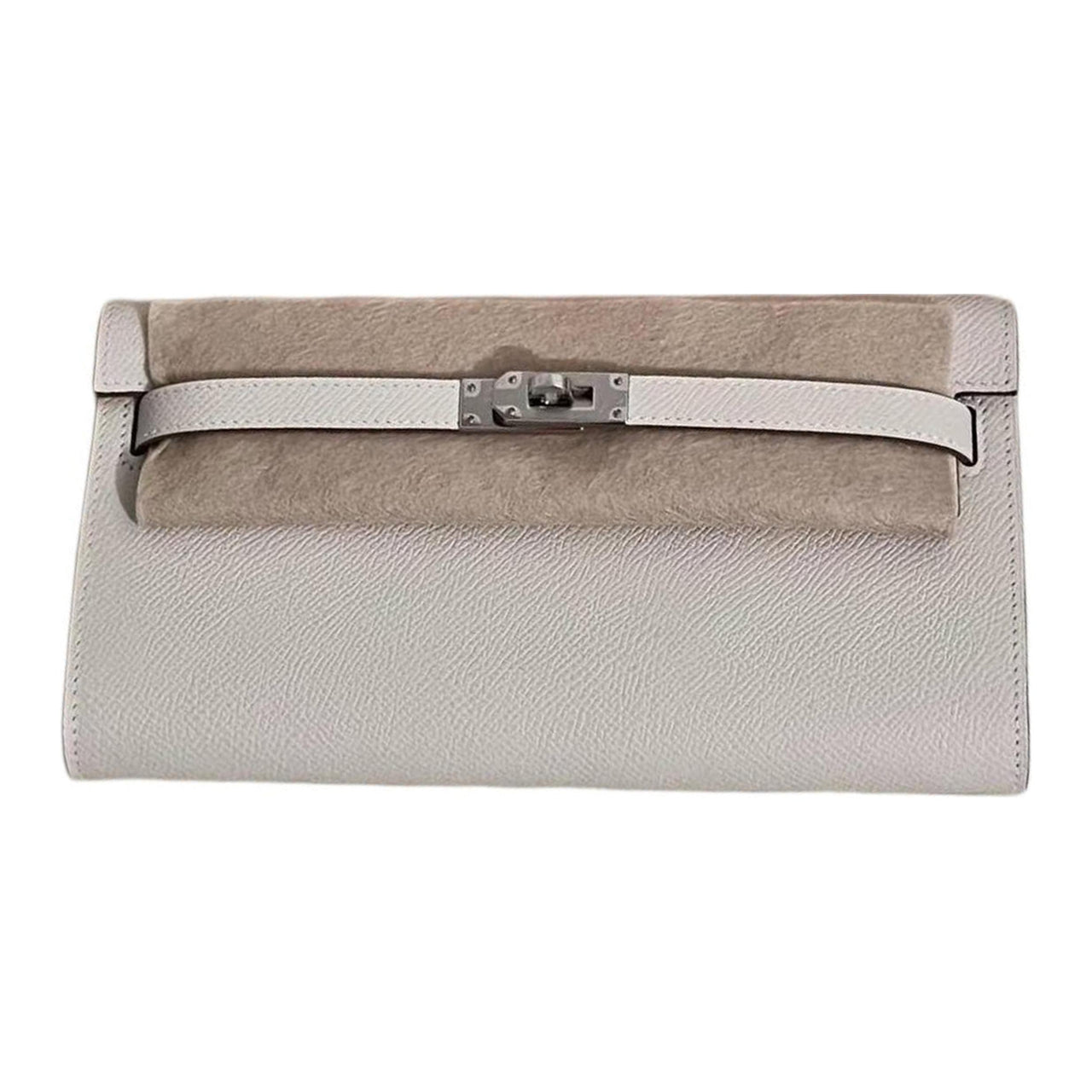 HERMES Kelly To Go Mysore Goat Skin Wallets Clutches Shoulder Bag Crossbody Bag Women's Milkshake White
