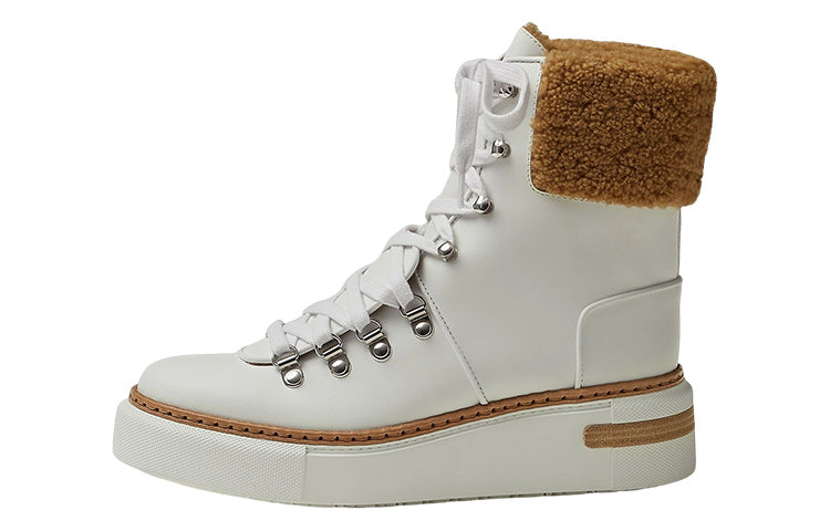 HERMES Flocon Short Martin Boot Women's White