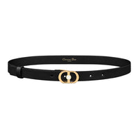 DIOR Resin Pearl Metal Calfskin Brass Aluminum Leather Belts Women's Black Width: 2CM