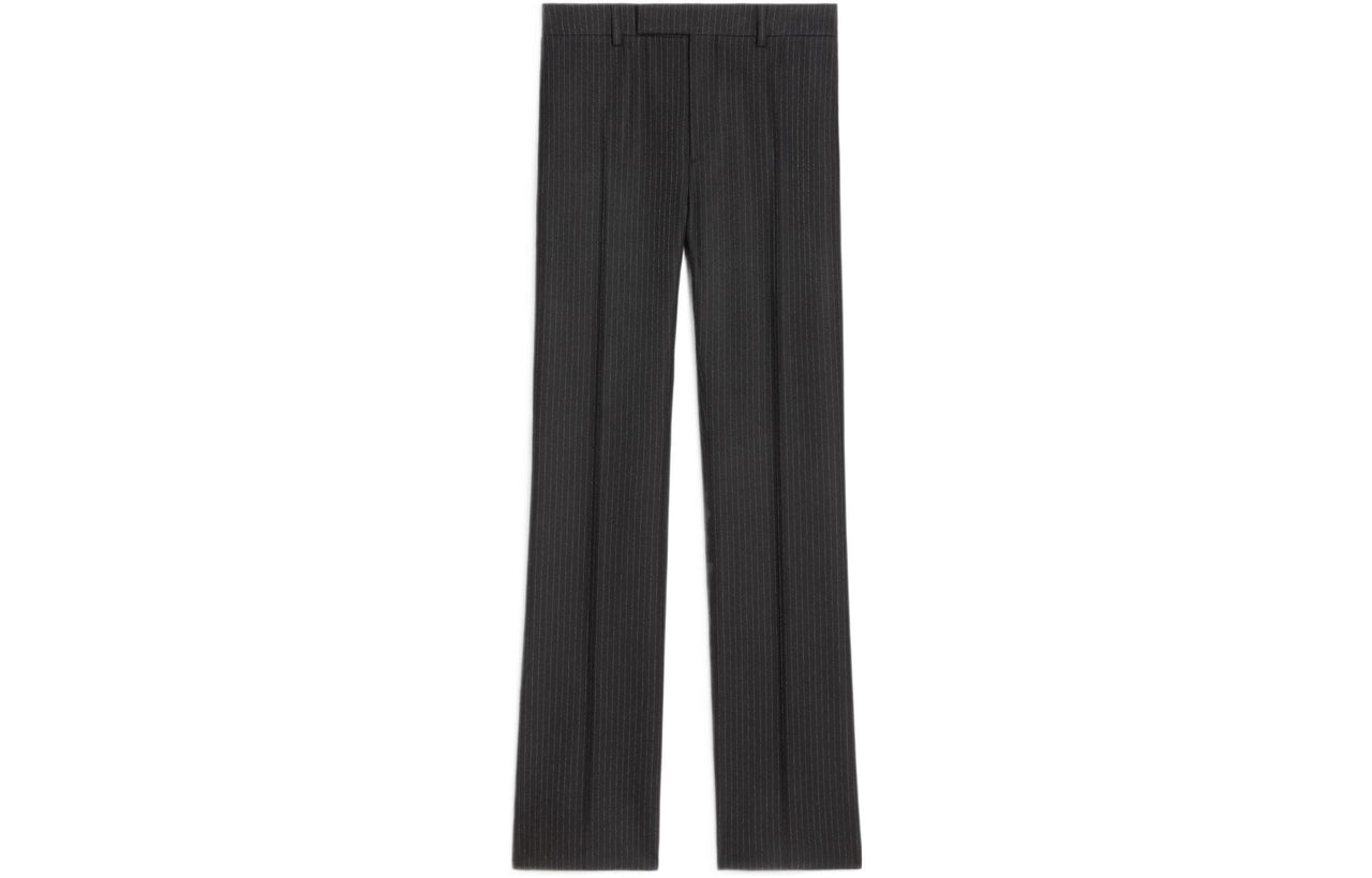 CELINE Flared Cropped Pants In Striped Flannel