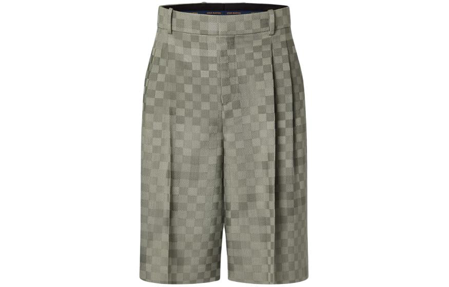 LOUIS VUITTON Tailored Wide Damier Damoflage Wool Shorts