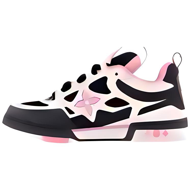 LOUIS VUITTON Skate Low-Top Skateboard Shoes Men's Black White Pink