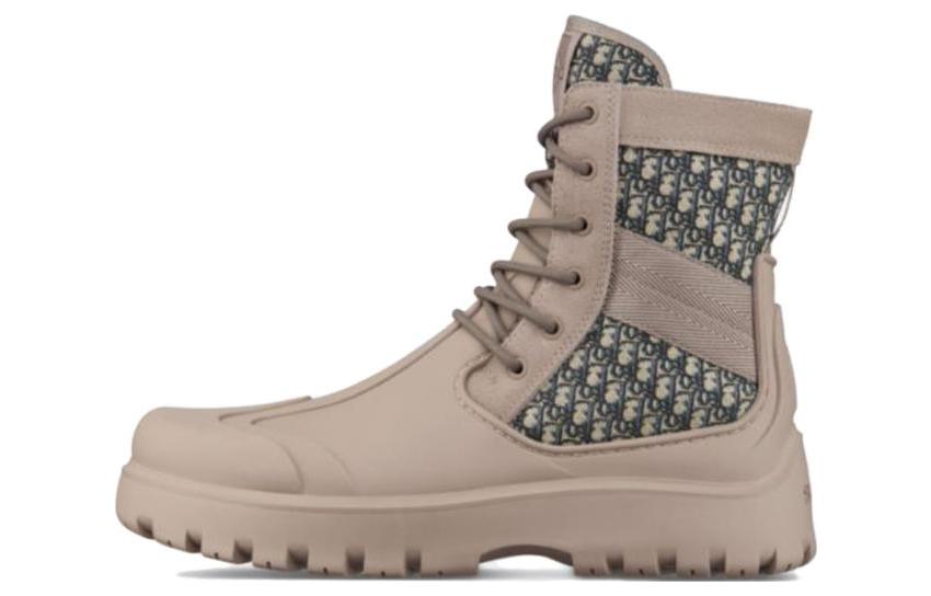 DIOR Garden Lace Up Ankle Boots Brown Rubber