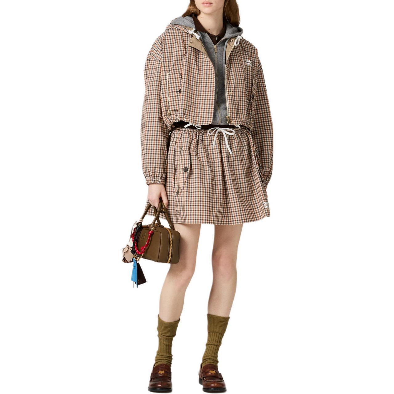 MIU MIU Vichy-Check Drawstring Jacket