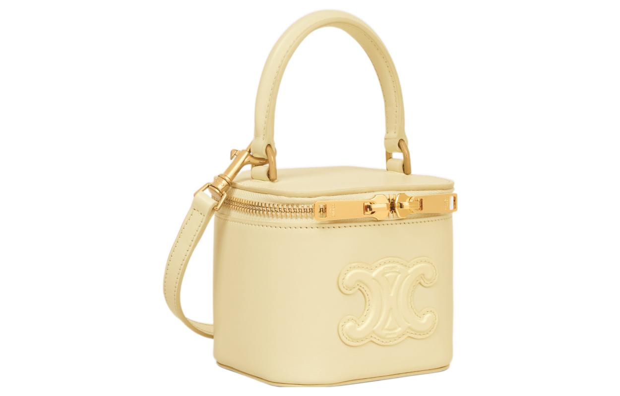 CELINE Smooth Cow Leather Makeup Case, Shoulder Bag, Crossbody Bag, Handbag Mini Women's Sunshine Yellow