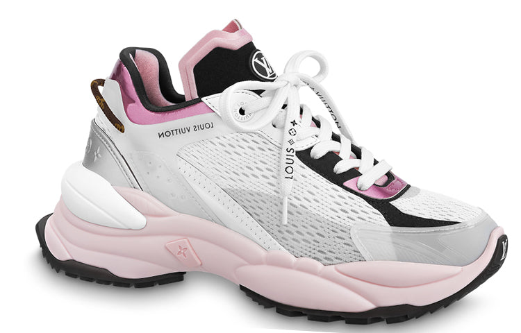 LOUIS VUITTON Run 55 Abrasion-Resistant Low-Top Casual Shoes Women's White Gray Pink