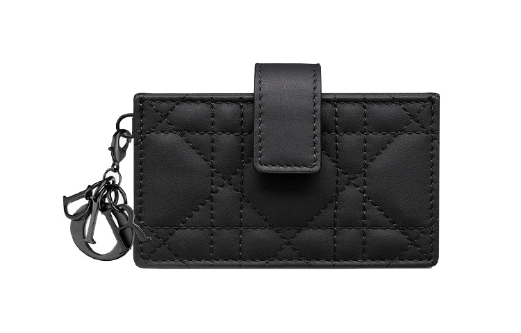 DIOR Cow Leather Card Holder Card Holder Women's Black