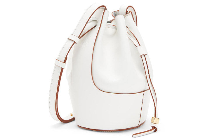 LOEWE Cow Leather Balloon Bag Bucket Bag Drawstring Bag Shoulder Bag Crossbody Bag Small Size Women's White
