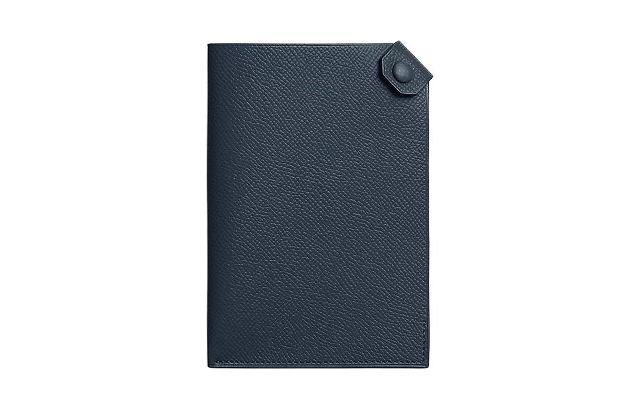 HERMES Tarmac Epsom Calfskin Passport Holder Small Size Women's 27 Naturel Deep Sea Blue