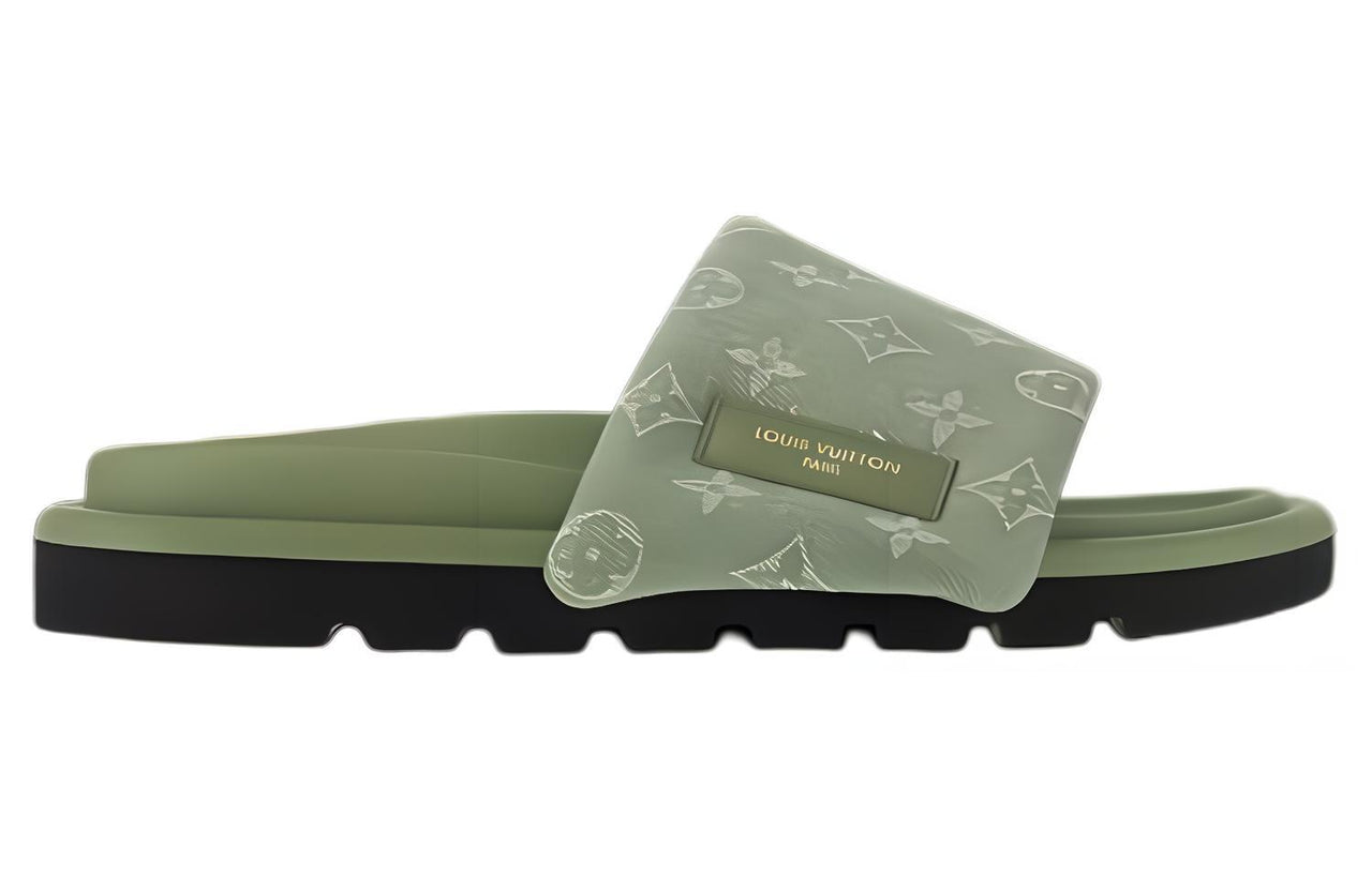 LOUIS VUITTON Pillow Rubber Sole Slip-Resistant Slide Slippers Women's Green