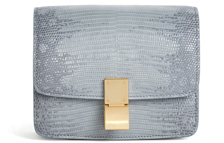 CELINE Classic Bo Lizard Skin Shoulder Bag Crossbody Bag Handbag Small Size Women's Haze Blue