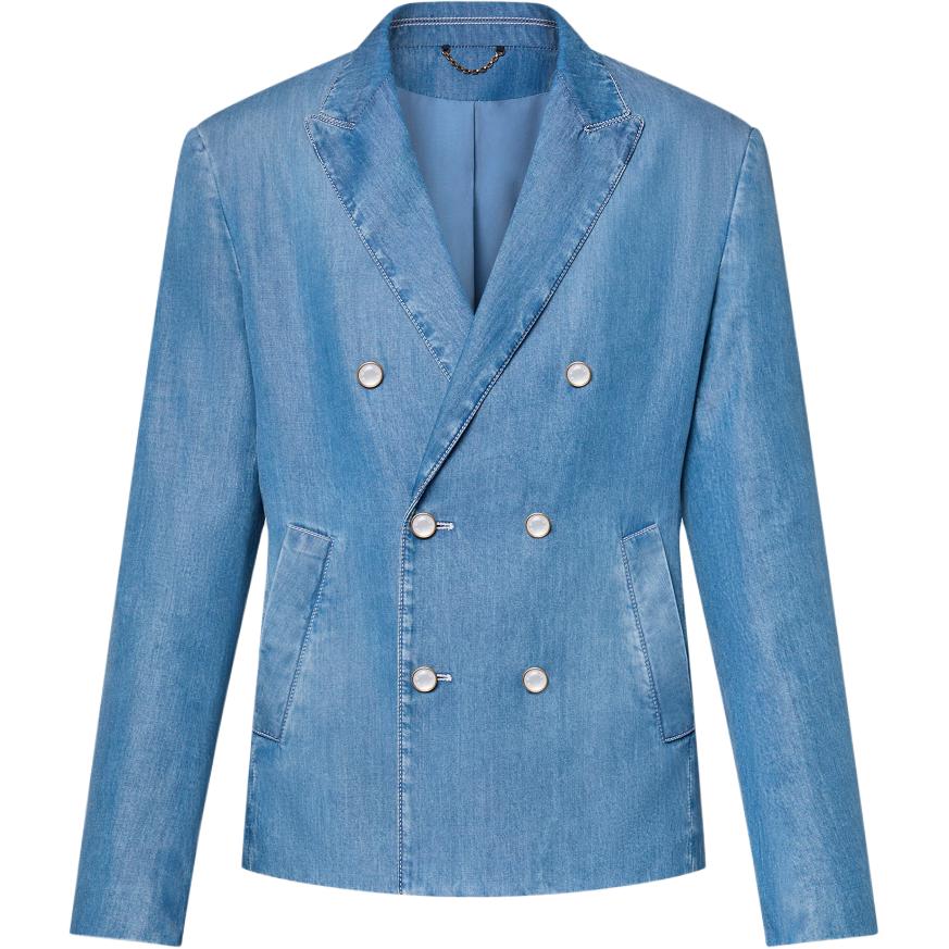 LOUIS VUITTON Double-Breasted Tailored Chambray Jacket