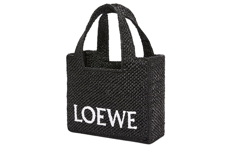 LOEWE Raffia Fiber Tote Bag, Shopping Bag, Shoulder Bag, Crossbody Bag, Handbag Mini Women's Black