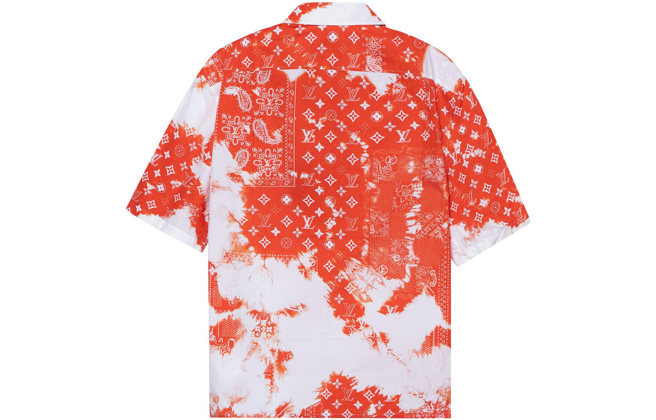 LOUIS VUITTON Monogram Bandana Short-Sleeved Shirt Orange/White