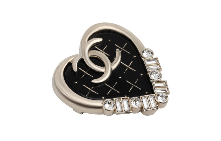 CHANEL 2022 Brass Enamel Cha-Nel Logo Drop Push Back Costume Earrings