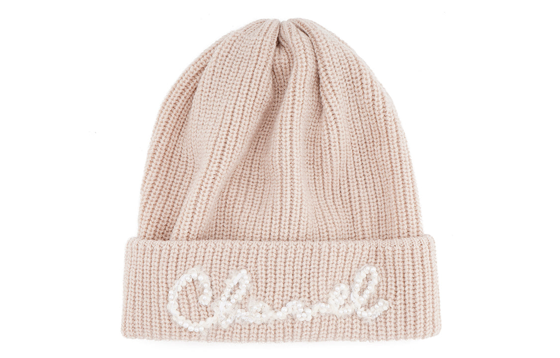 CHANEL Wool Beanies Women's Milk Tea Beige