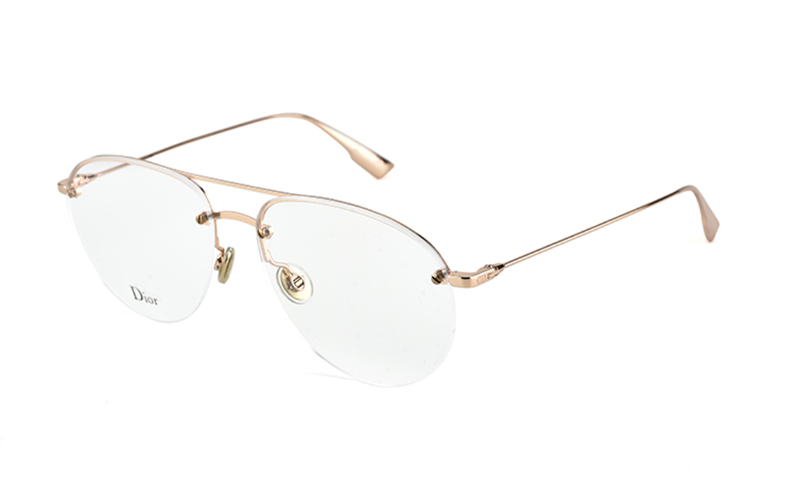 DIOR Alloy Aviator Eyeglass Frames Unisex Rose Gold