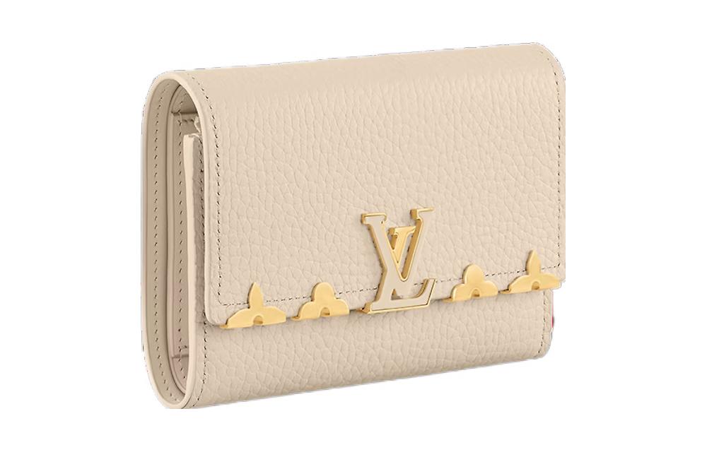 LOUIS VUITTON Cow Leather Wallet Regular Women's White