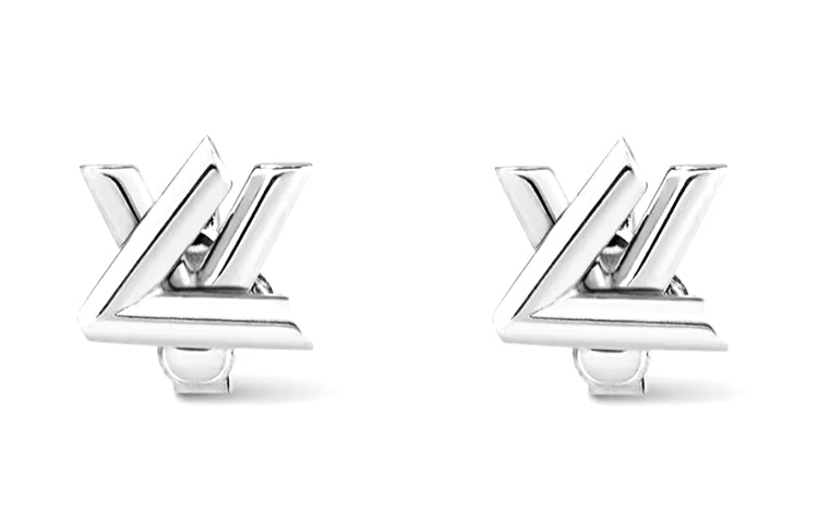LOUIS VUITTON Metal Stud Earrings Women's Silver
