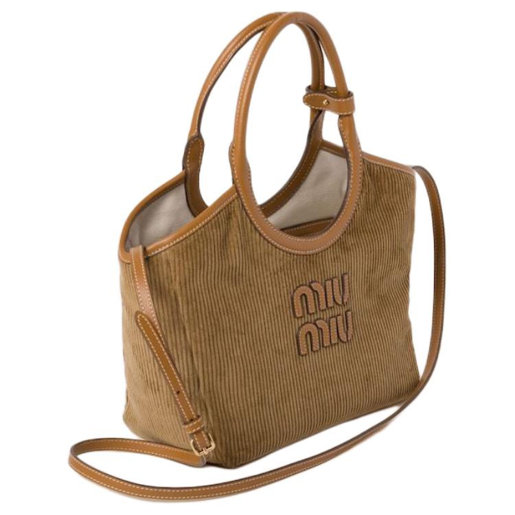 MIU MIU Fabric Shoulder Bag Crossbody Bag Handbag Women's Cinnamon